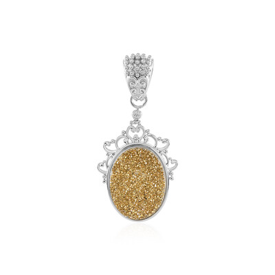 Goldener Glitzer-Achat-Silberanhänger
