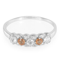 Zilveren ring met oranje saffieren