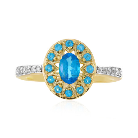 Bague en argent et Apatite bleu néon