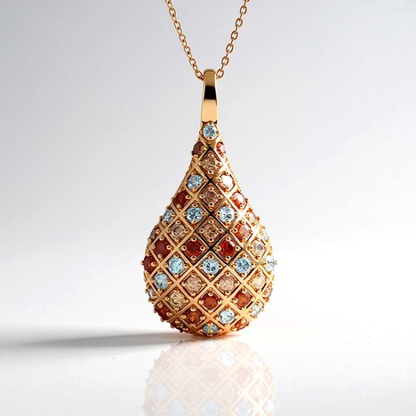 Collana in argento con Zircone Arancione (KM by Juwelo)