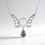 Collana in argento con Pietra di Luna Bianca (KM by Juwelo)