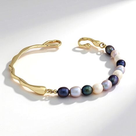 Bracciale in argento con Perla Nera di Acqua Dolce (TPC)