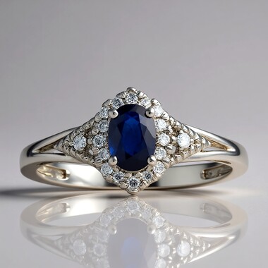 Gouden ring met een Blauwe Ceylon saffier (CIRARI)
