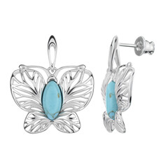 Zilveren oorbellen met turkooisstenen