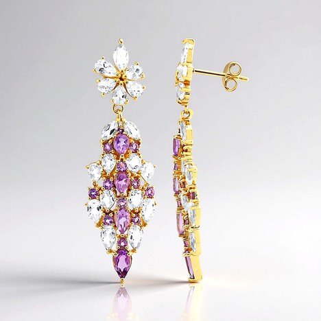 Boucles d'oreilles en argent et Topaze blanche