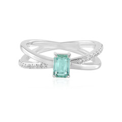 Zilveren ring met een Paraiba kleurige smaragd