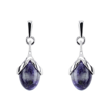 Pendientes en plata con Charoita (dagen)