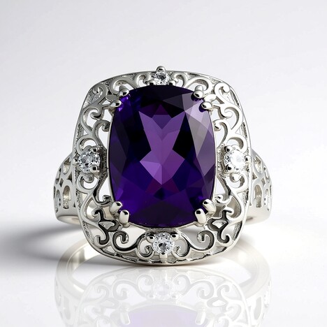 Bague en argent et Améthyste du Maroc