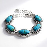 Bracelet en argent et Turquoise bleue de Mohavie (Jones Lee)
