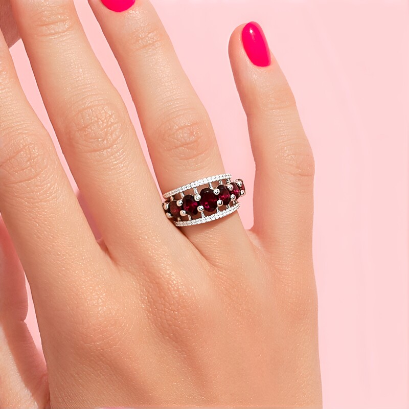 Pinkfarbener Zirkon-Silberring