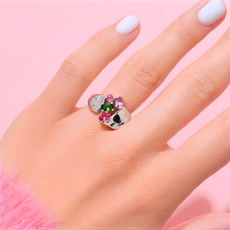 Zilveren ring met een Braziliaanse Groene Toermalijn (Pallanova)