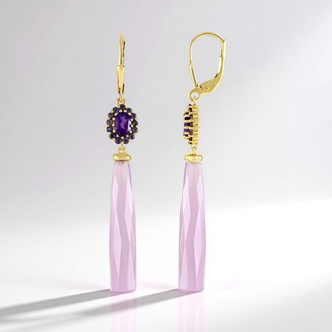 Orecchini in argento con Calcedonio Lavanda (KM by Juwelo)