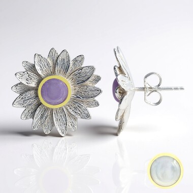 Pendientes en plata con Jade lavanda (MONOSONO COLLECTION)