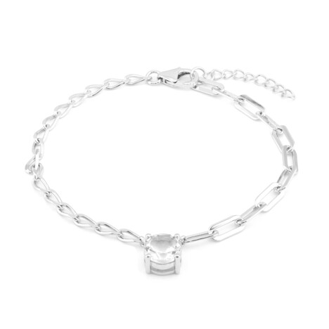 Zilveren armband met een witte topaas