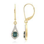 Pendientes en oro con Zafiro Biashara