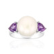 Bague en argent et Perle blanche de culture d'eau douce (Michelle Albala)