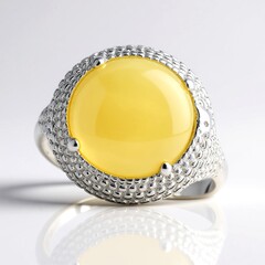 Anello in argento con Ambra Milky Baltica (dagen)