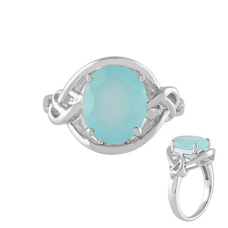 Anello in argento con Calcedonio Acqua