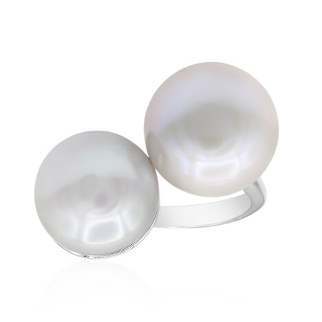 Bague en argent et Perle de culture d'eau douce argentée (TPC)