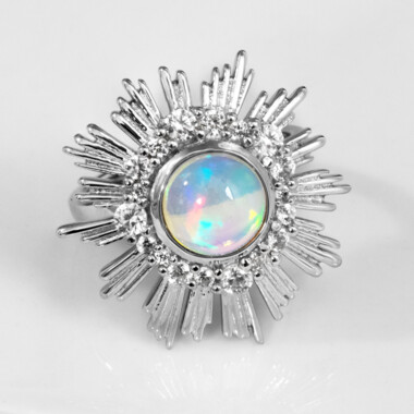 Bague en argent et Opale Welo AAA (MONOSONO COLLECTION)
