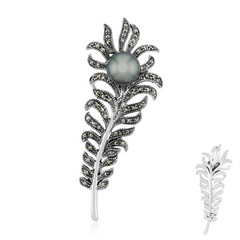 Broche en plata con Perla cultivada de Tahití