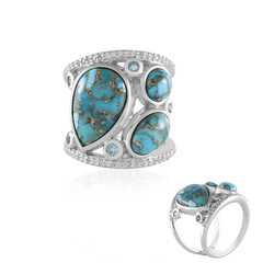 Anillo en plata con Turquesa azul cuprífera (Faszination Türkis)