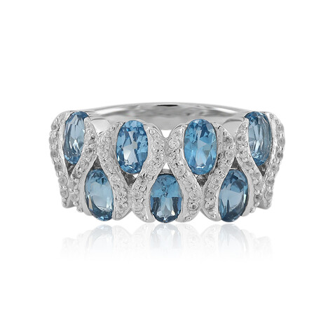 Zilveren ring met Londen-blauwe topaasstenen