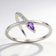 Zilveren ring met een Onverhitte Purper Saffier