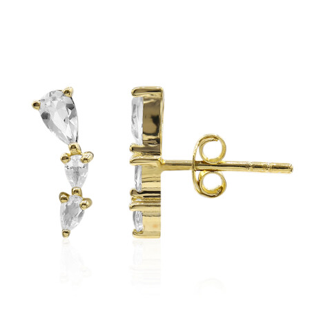 Zilveren oorbellen met witte topaasstenen