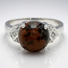 Anello in argento con Ossidiana Mogano