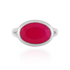 Bague en argent et Calcedoine framboise