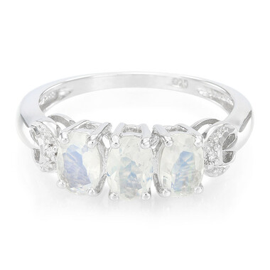 Anillo en plata con Piedra de Luna arcoíris