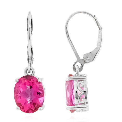 Zilveren oorbellen met roze topaasstenen