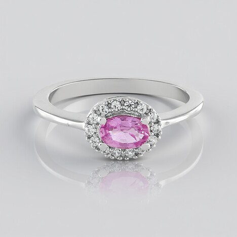 Anello in argento con Zaffiro Ceylon Rosa (non riscaldato)