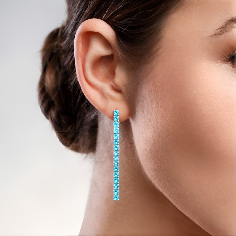 Boucles d'oreilles en argent et Apatite bleue (de Melo Essence)