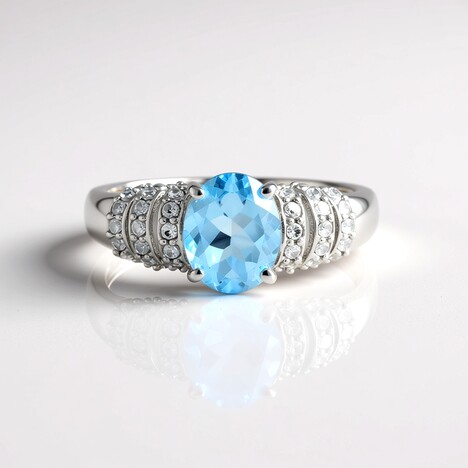 Anello in argento con Topazio Blu Cielo