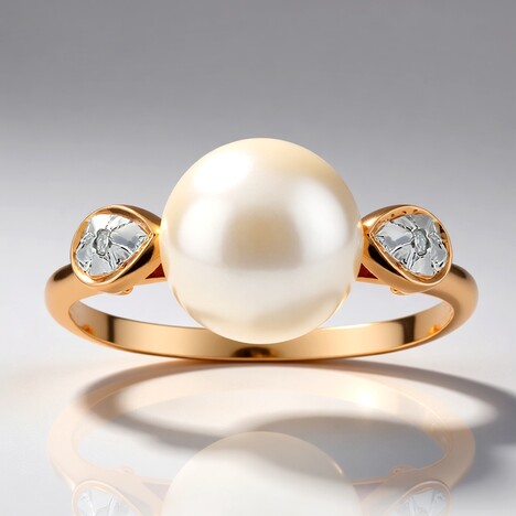 Bague en or et Perle blanche de culture d'eau douce (TPC)
