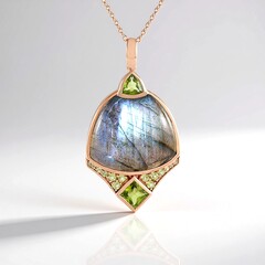 Collana in argento con Labradorite Verde Maniry (KM by Juwelo)