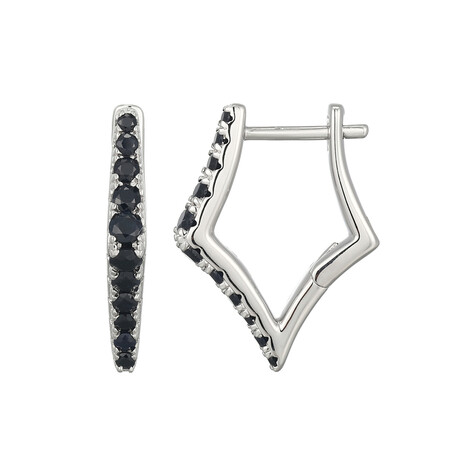 Schwarzer Saphir-Silberohrringe