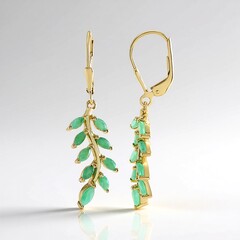 Boucles d'oreilles en argent et Emeraude de Socoto