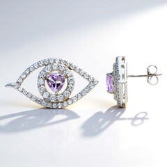 Boucles d'oreilles en argent et Améthyste Rose de France (Jahdo)