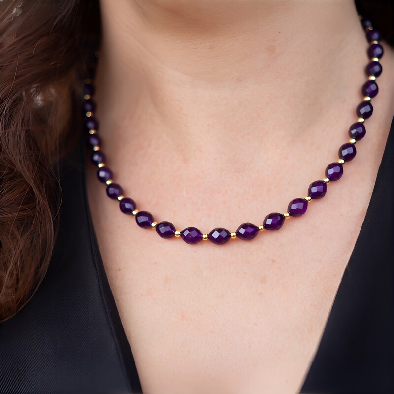 Purpurfarbener Quarz-Silberhalskette