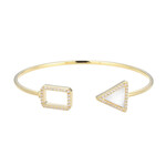 Weißer Quarz-Silberarmreif