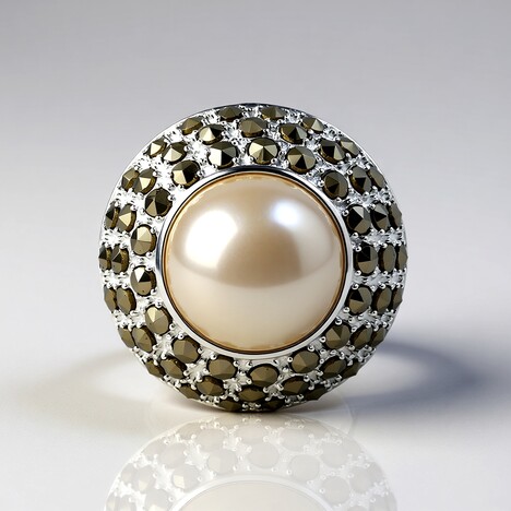 Anello in argento con Perla Mabe (Annette classic)