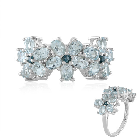 Bague en argent et Topaze bleu ciel