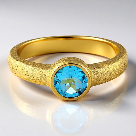 Anello in argento con Topazio Blu Svizzero (MONOSONO COLLECTION)