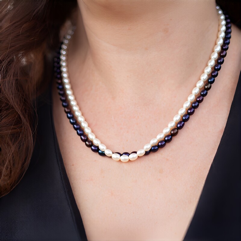 Süßwasserzuchtperlen-Silberhalskette (TPC)