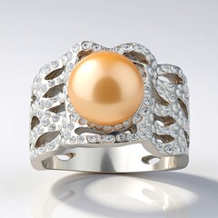 Anello in argento con Perla d'Acqua Dolce Arancione