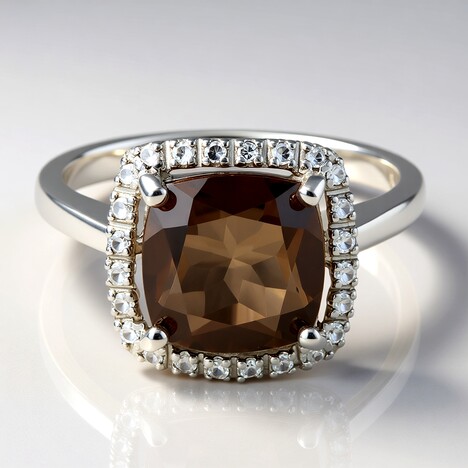 Bague en argent et Quartz fumé