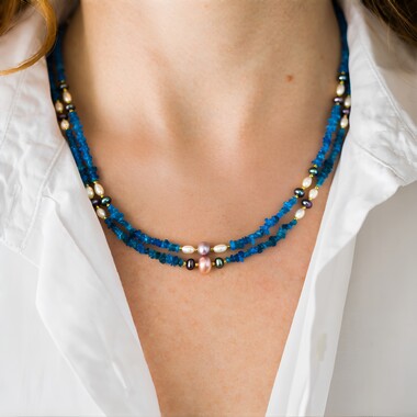 Peach Freshwater Pearl Silver Necklace (Riya)